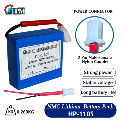 5AH-11.1V , Lithium NCM Battery  with Inbuilt BMS (3.7V-3S)